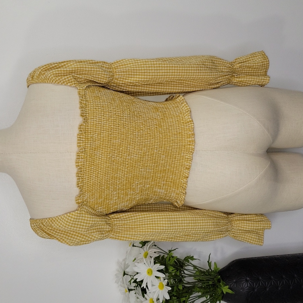 Urban Outfitters Shirred Peasant Cropped Top SZ S - Picture 5 of 10